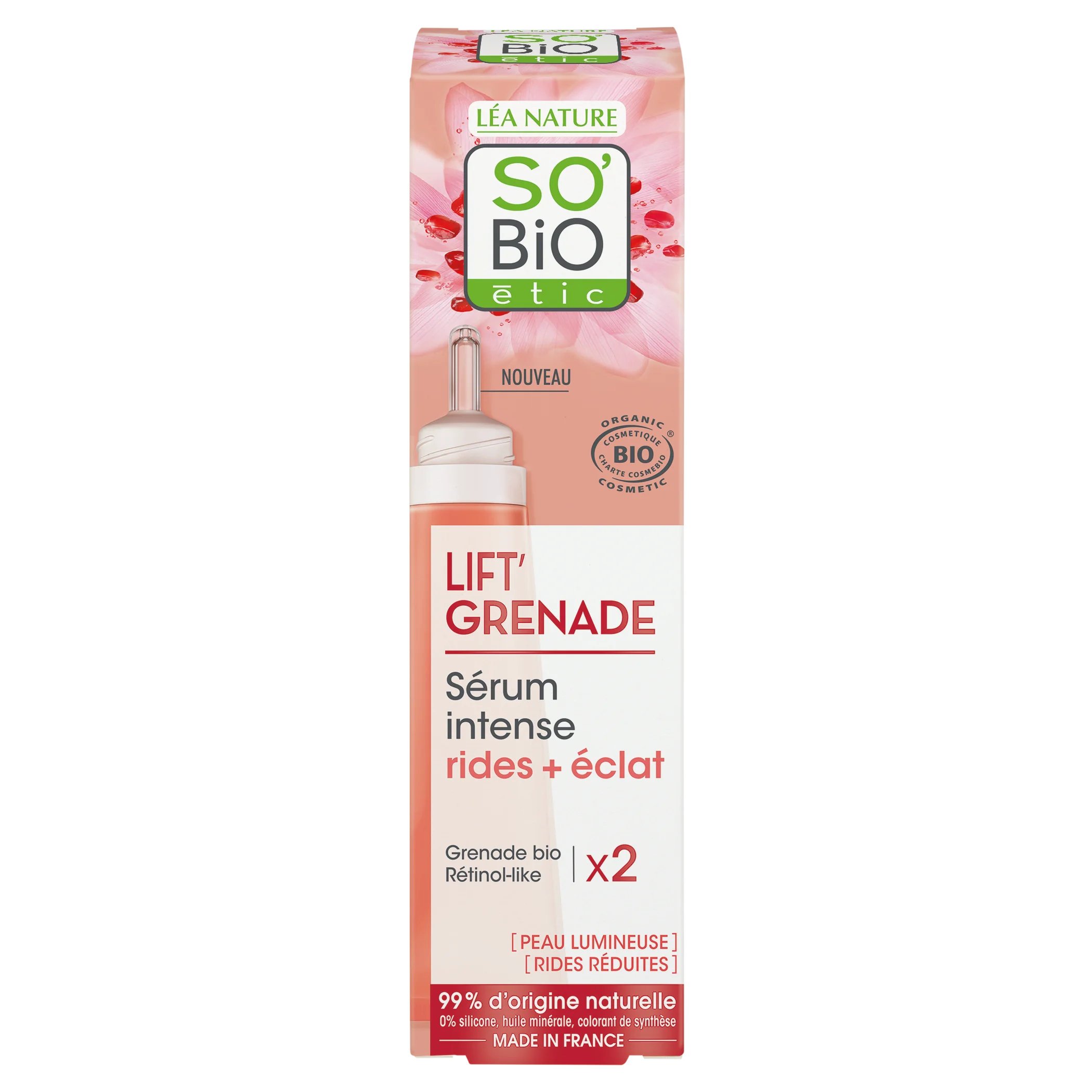 SO’BiO étic Sérum iluminador anti-rugas Lift'Grenade BIO (30 ml) - com romã