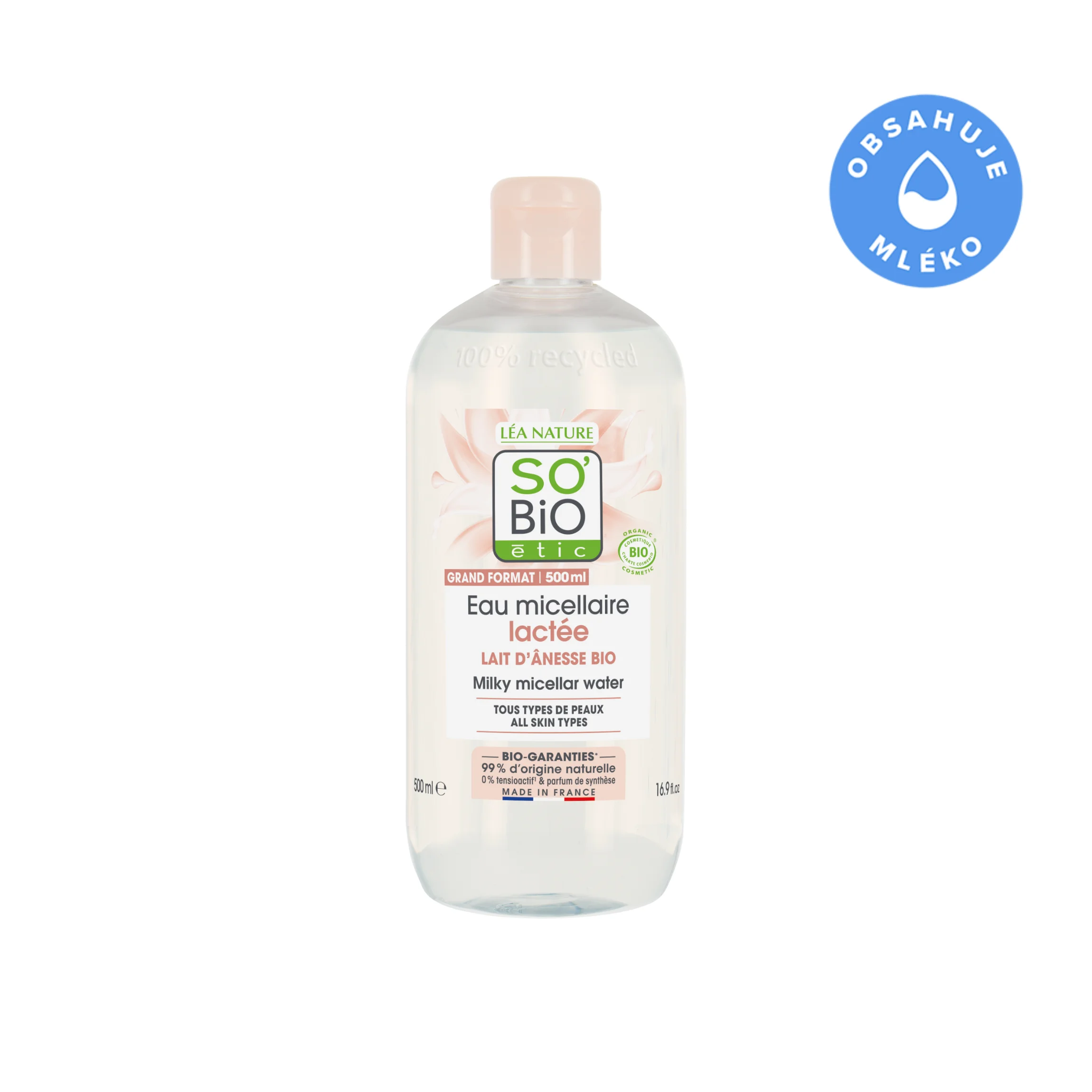 SO’BiO étic Água micelar com leite de burra BIO (500 ml) - adequada também para pele sensível
