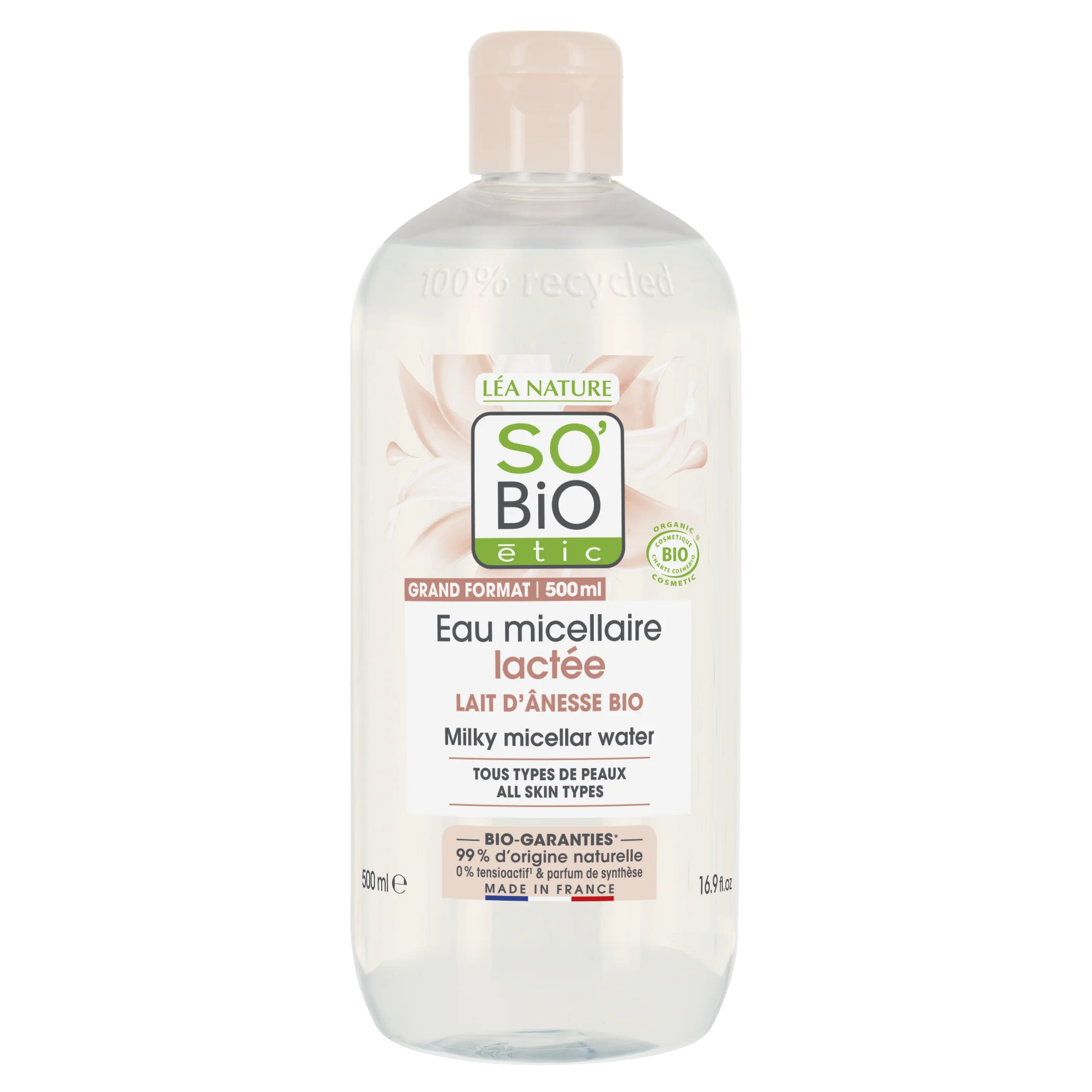 SO’BiO étic Água micelar com leite de burra BIO (500 ml) - adequada também para pele sensível