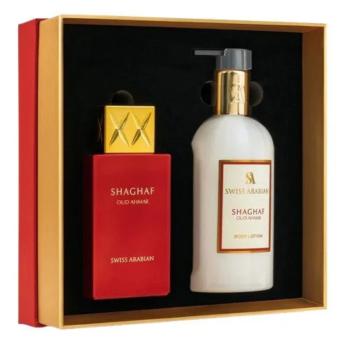 Shaghaf Oud Ahmar Unissexo 75 ml + loção corporal água de perfume 300 ml