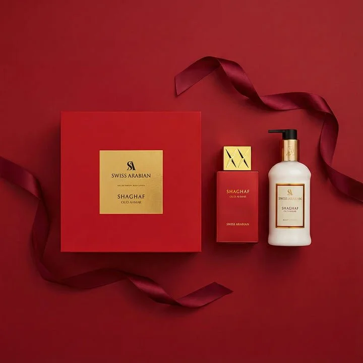Shaghaf Oud Ahmar Unissexo 75 ml + loção corporal água de perfume 300 ml