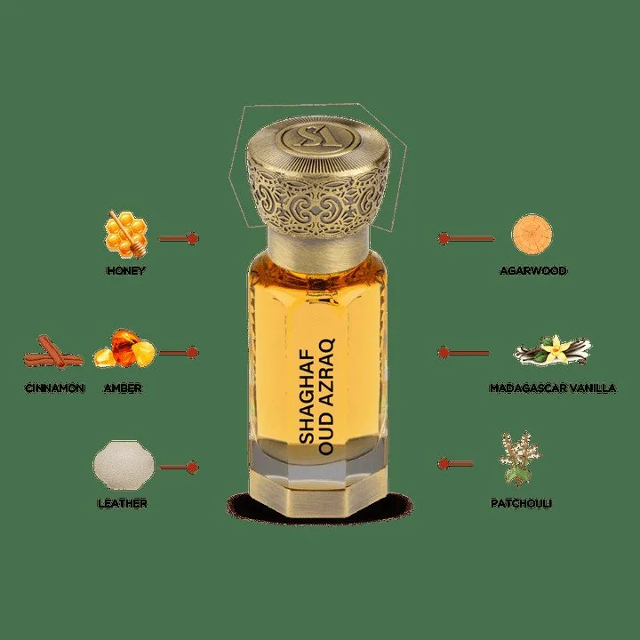 Shaghaf Oud Azraq Óleo de Perfume Concentrado U 12 ml