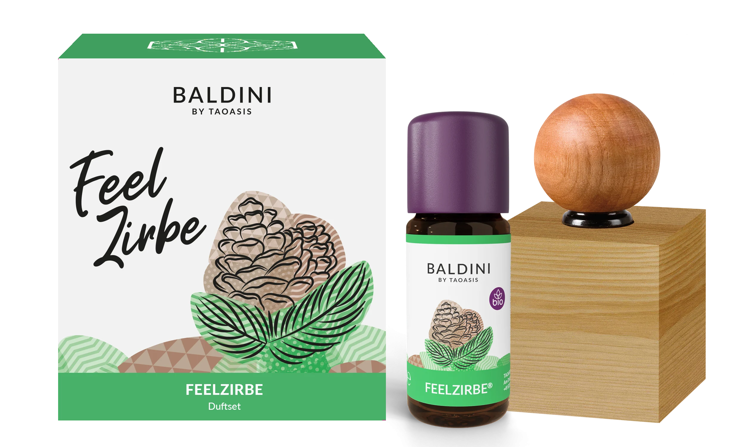 Taoasis Baldini Conjunto aromático FeelPine BIO (10 ml) - decoração de madeira como difusor