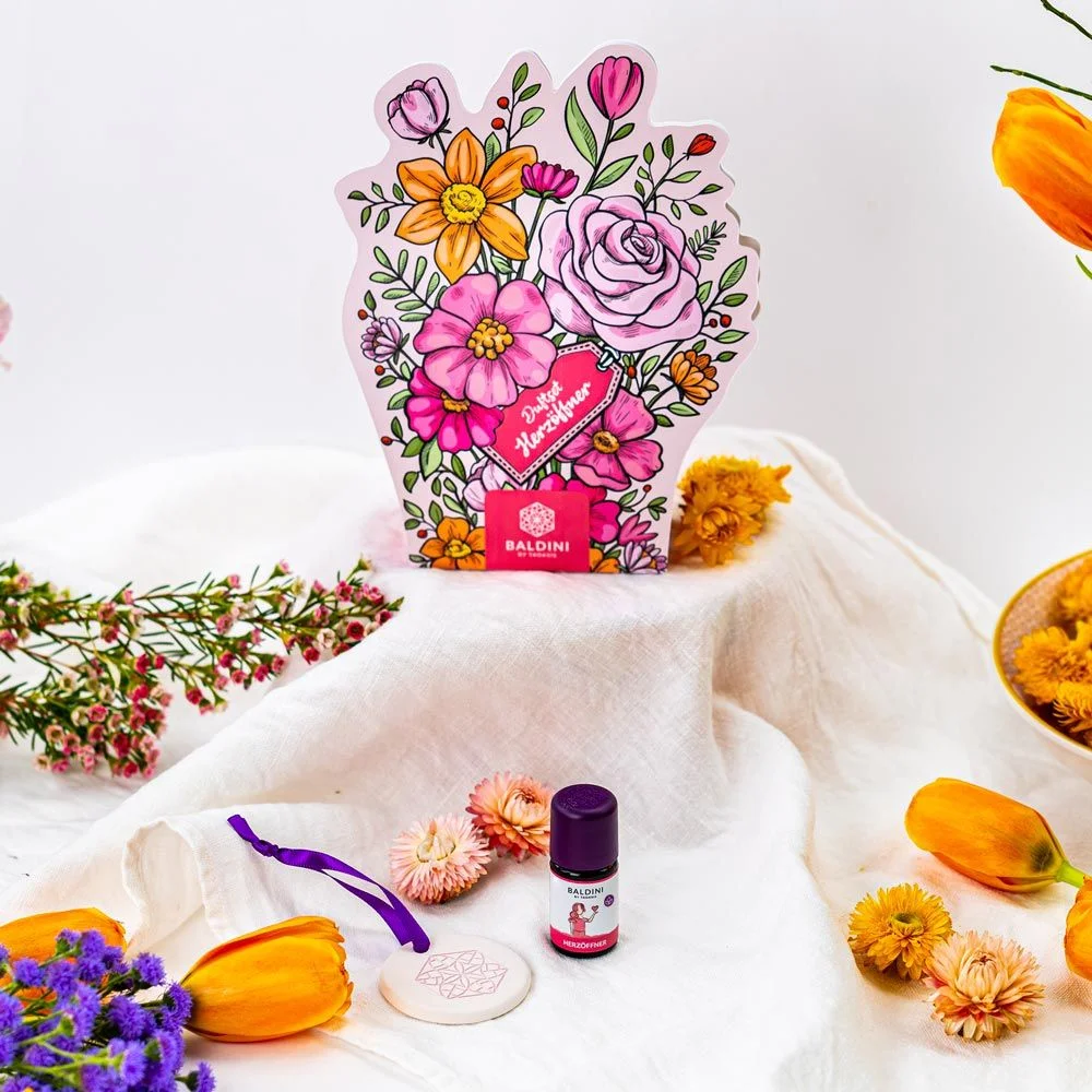 Taoasis Baldini Conjunto de Aromas Heart Opener BIO (5 ml) - fragrância revigorante com difusor de pedra