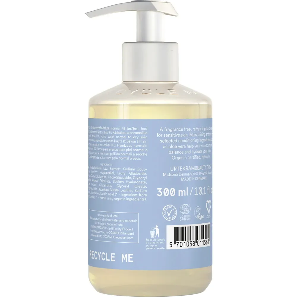 Urtekram Sabonete líquido para as mãos sem perfume 300ml BIO, VEG
