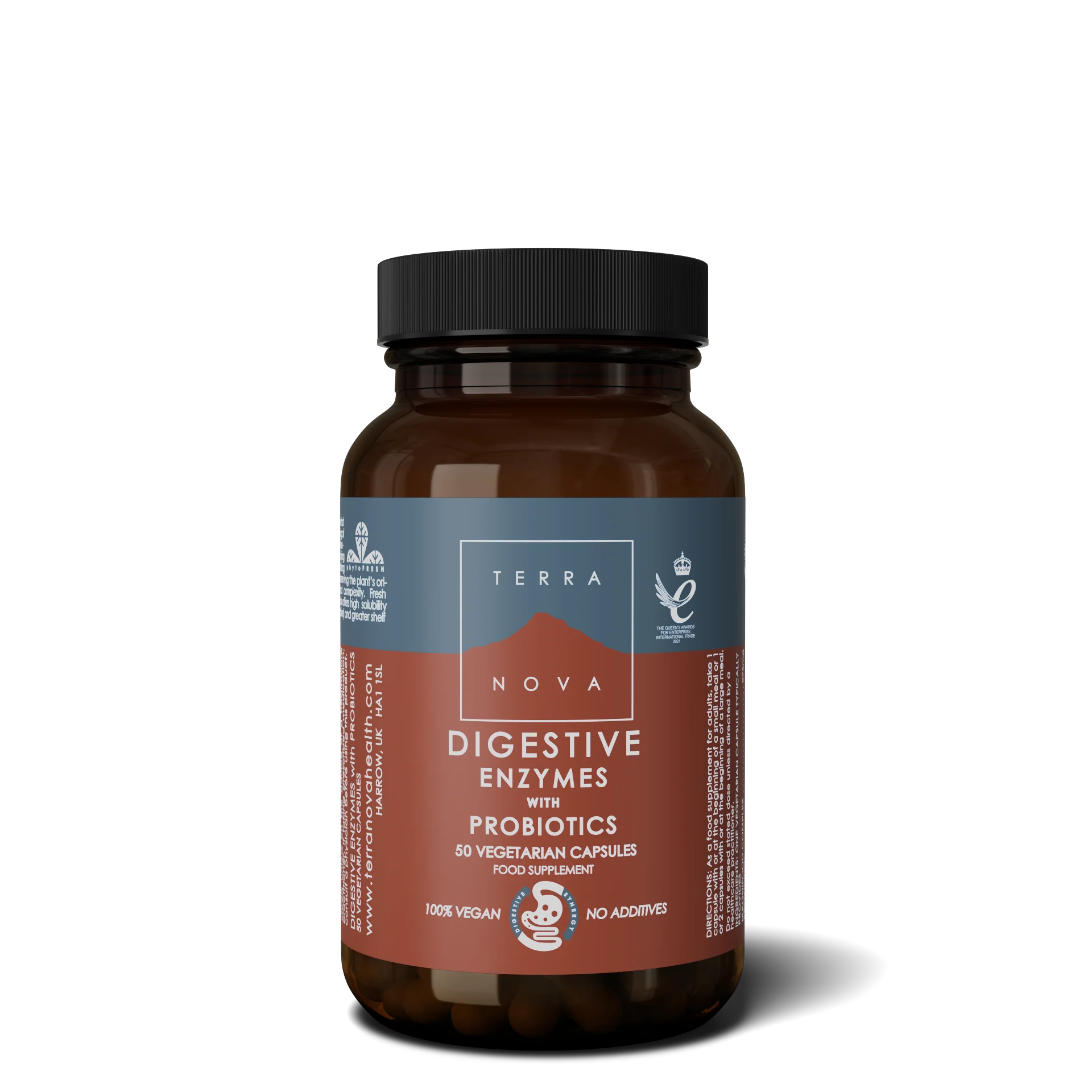 Terranova Health Enzimas Digestivas e Probióticos (50 cápsulas) - enriquecidos com funcho, gengibre e bardana