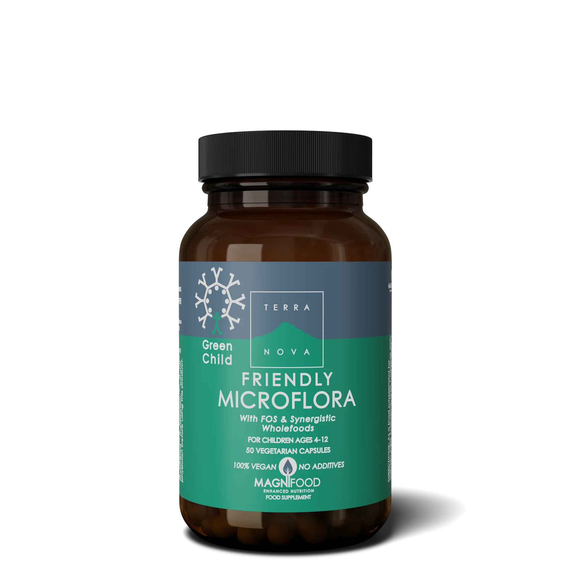 Terranova Health Green Child Friendly Microflora (50 cápsulas) - adequado para crianças de 4 a 12 anos