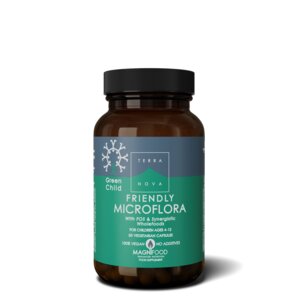 Green Child Friendly Microflora (50 cápsulas) - adequado para crianças de 4 a 12 anos