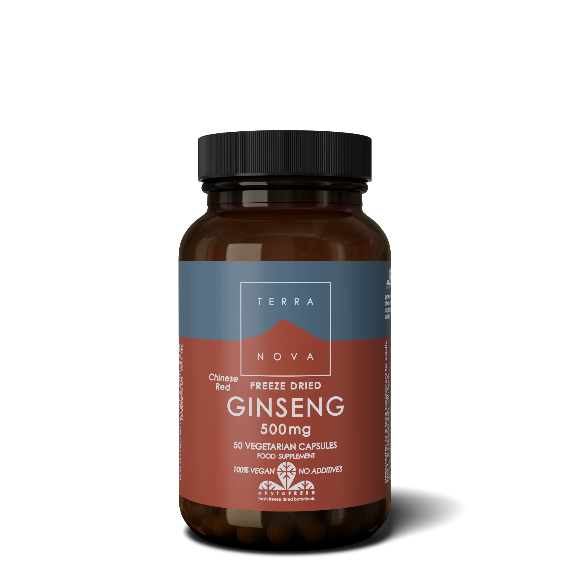 Terranova Health Ginseng vermelho chinês liofilizado BIO (50 cápsulas) - apoia o sistema imunitário