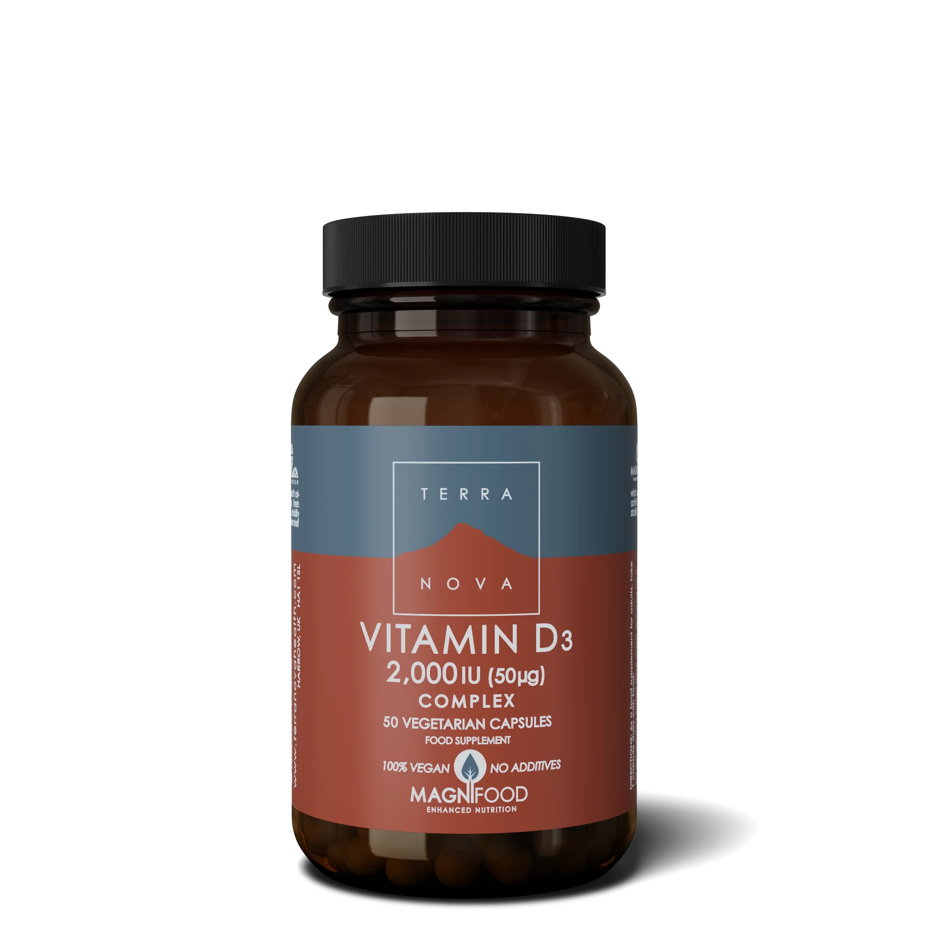 Terranova Health Complexo de Vitamina D3 2000 UI (50 cápsulas) - obtido de líquen