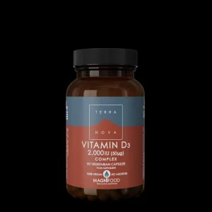 Terranova Health Complexo de Vitamina D3 2000 UI (50 cápsulas) - obtido de líquen
