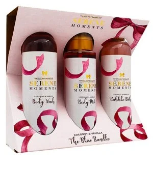 The Indulgent Bathing Co. Serene Moments conjunto de presente gel de banho 240 ml + espuma de banho 240 ml + bruma corporal