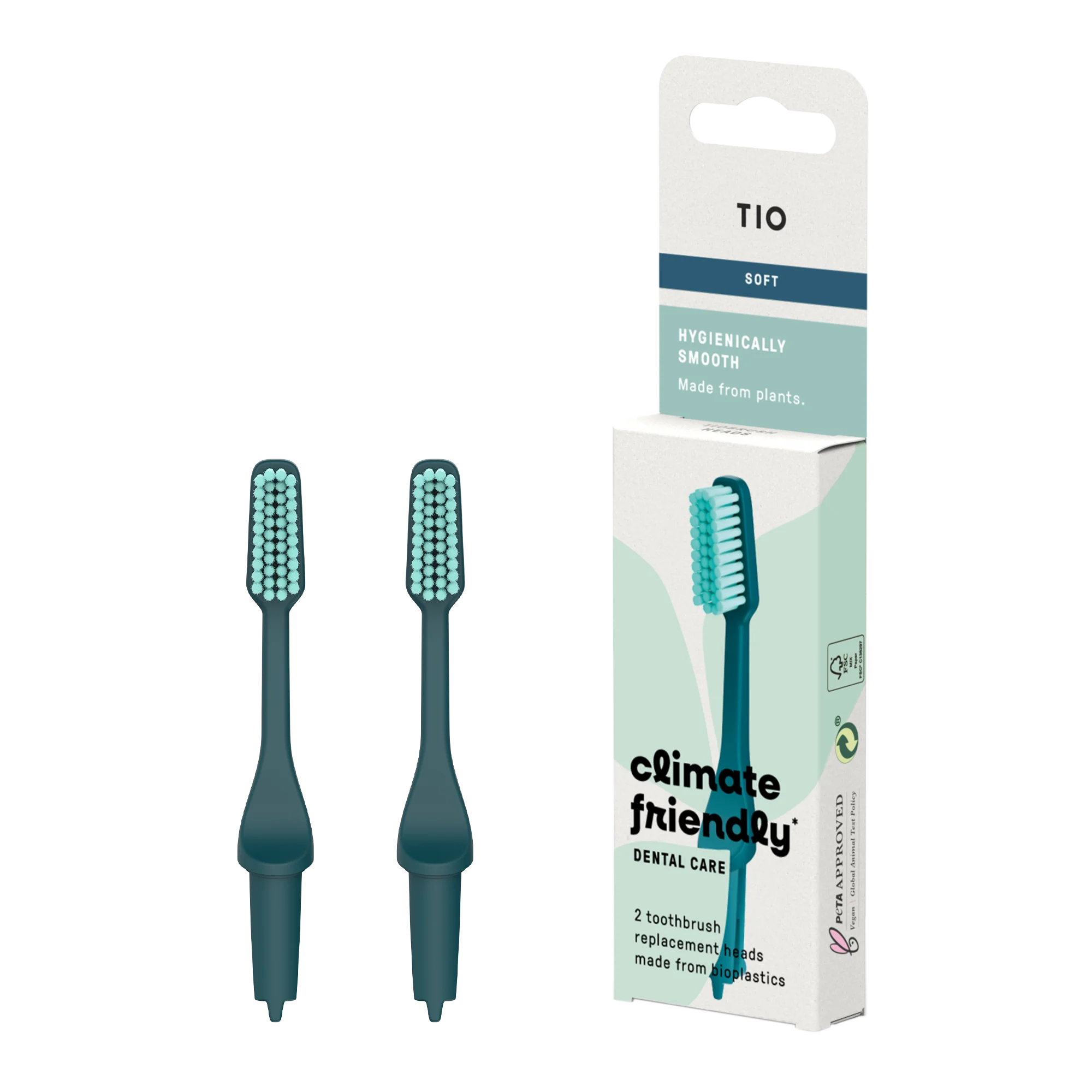 TIO TIOBRUSH Cabeças de substituição para escova de dentes (macias) - Living Ocean - 2 un.