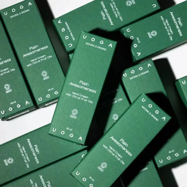 Uoga Uoga Creme hidratante para as mãos Plain Awesomeness BIO (40 ml) - com aroma cítrico refrescante