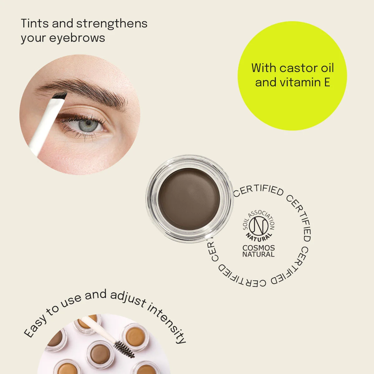 Uoga Uoga Pomada cremosa para sobrancelhas (2,5 ml) 792 Forest Path - Dark Brown - 3 tonalidades para sobrancelhas visualmente mais densas