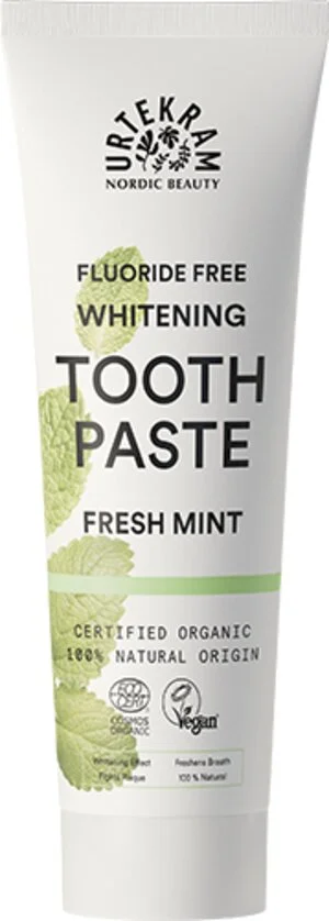 Urtekram Pasta dentífrica branqueadora com menta BIO (75 ml) - com sabor fresco a menta