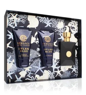 Versace Dylan Blue Pour Homme conjunto de oferta 50 ml + gel de banho 50 ml + bálsamo pós-barba eau de toilette para homem