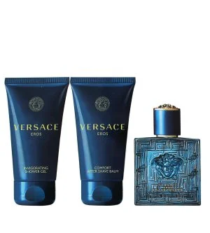 Versace Eros conjunto de oferta 50 ml + gel de banho 50 ml + bálsamo pós-barba eau de toilette para homem