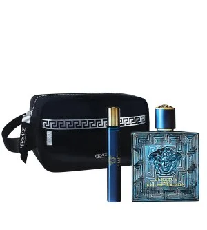 Versace Eros conjunto de presente + água de toilette 10 ml + bolsa cosmética água de toilette para homem