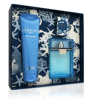 Versace Man Eau Fraiche conjunto de presente 100 ml + gel de banho 150 ml + eau de toilette para homem