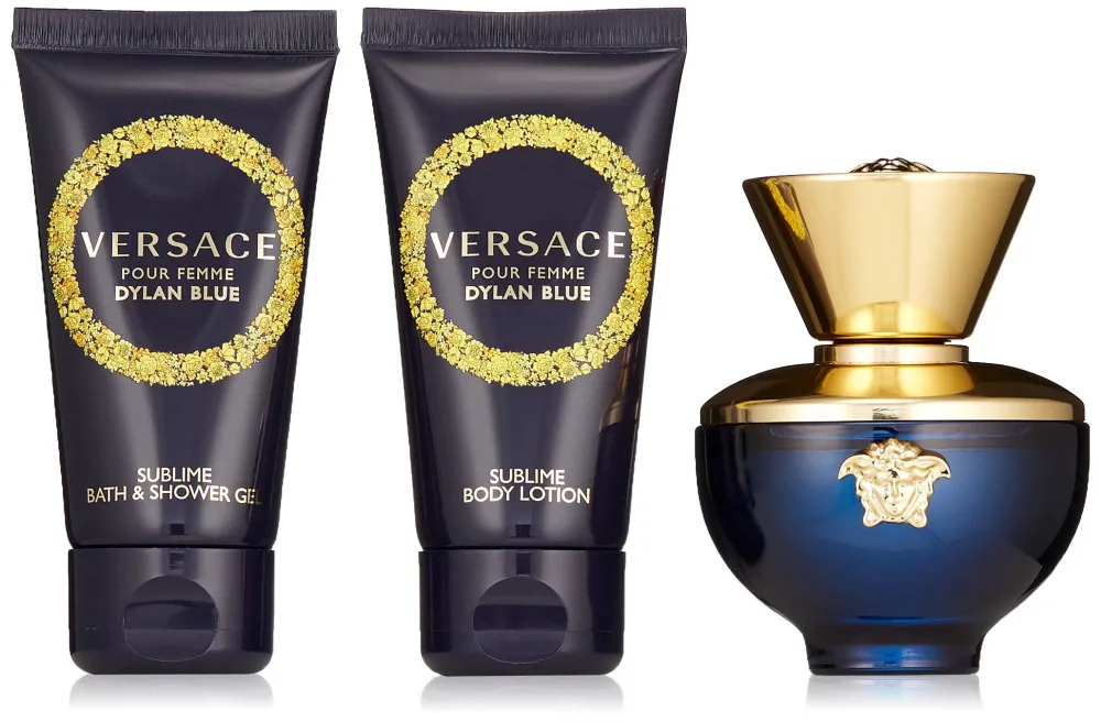 Conjunto de presente Versace Dylan Blue Pour Femme para mulheres: eau de parfum 50 ml + loção corporal 50 ml + gel de banho 50 ml 50 ml + tělové mléko 50 ml + sprchový gel 50 ml