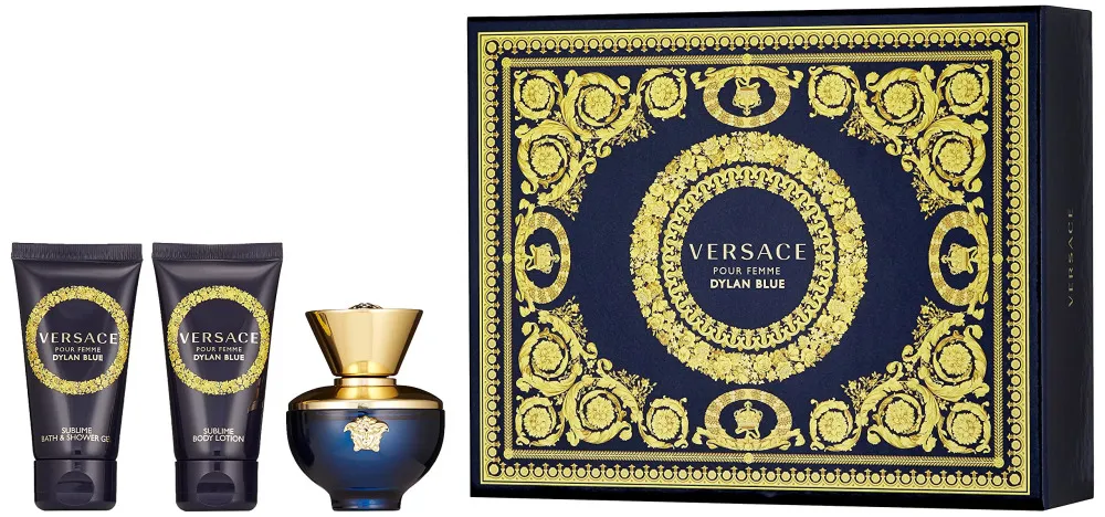 Conjunto de presente Versace Dylan Blue Pour Femme para mulheres: eau de parfum 50 ml + loção corporal 50 ml + gel de banho 50 ml 50 ml + tělové mléko 50 ml + sprchový gel 50 ml
