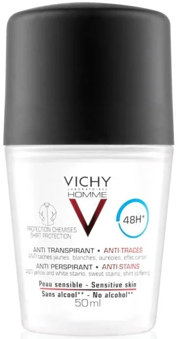 Homme 48h antitranspirante contra manchas brancas e amarelas para homens 50 ml