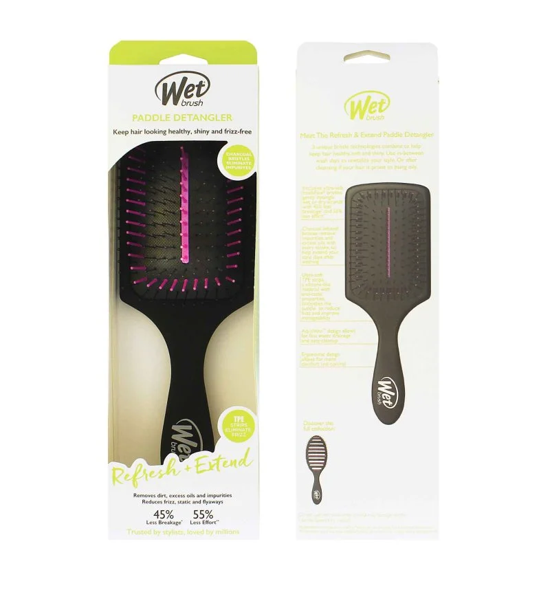 Refresh + Extend Paddle Detangler escova de cabelo Preto
