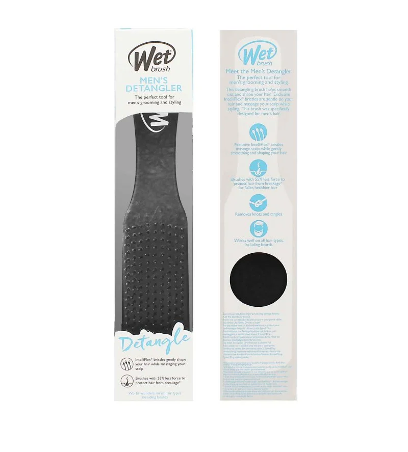 Men's Detangler escova de cabelo Couro Preto