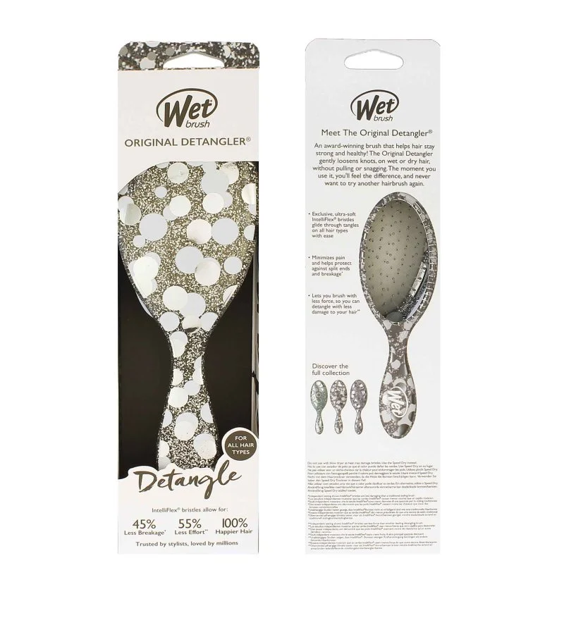 Original Detangler Groovy Disco escova para cabelo Silver