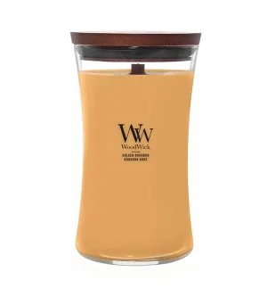 WoodWick Golden Bourbon vela perfumada com pavio de madeira 609,5 g