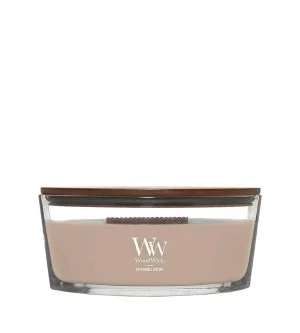 WoodWick Patchouli Créme vela perfumada com pavio de madeira 453,6 g