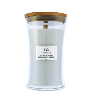 WoodWick Sagewood & Seagrass vela perfumada com pavio de madeira 609 g