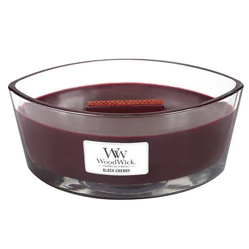 Vela perfumada WoodWick Black Cherry com pavio de madeira para mulheres
