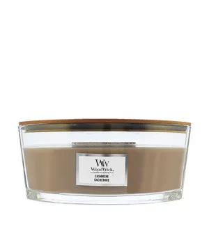 Vela perfumada WoodWick Cashmere com pavio de madeira 453,6 g
