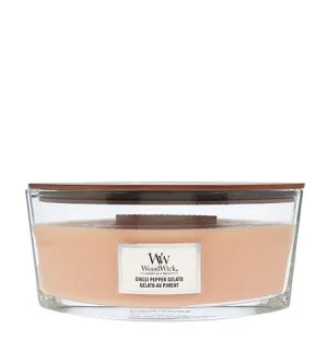 Vela perfumada WoodWick Chilli Pepper Gelato com pavio de madeira 453,6 g