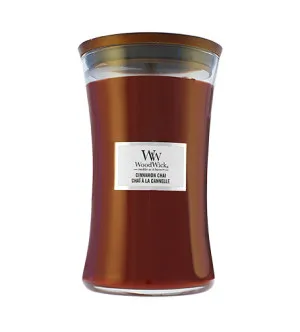 WoodWick Cinnamon Chai vela perfumada com pavio de madeira 609,5 g