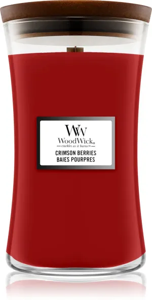 Vela perfumada WoodWick Crimson Berries com pavio de madeira 275 g