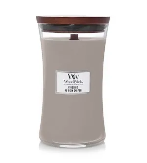 Vela aromática WoodWick Fireside com pavio de madeira 609,5 g