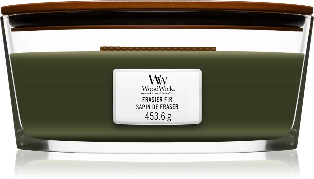 Vela perfumada WoodWick Frasier Fir com pavio de madeira 453,6 g