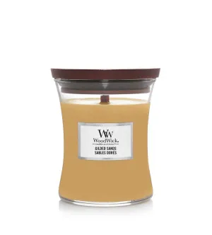Vela perfumada Woodwick Gilded Sands com pavio de madeira 275 g