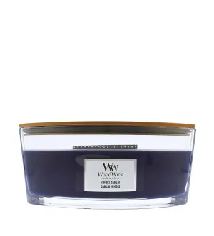 Vela perfumada WoodWick Hinoki Dahlia com pavio de madeira 453,6 g