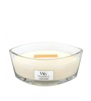 Vela perfumada WoodWick Island Coconut com pavio de madeira 453,6 g