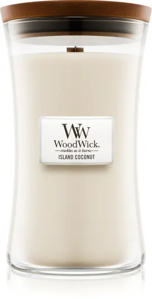 Vela perfumada WoodWick Island Coconut com pavio de madeira 609,5 g