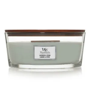 Vela perfumada WoodWick Lavender & Cedar com pavio de madeira 453,6 g
