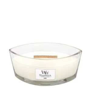 WoodWick Linen vela perfumada com pavio de madeira 453,6 g