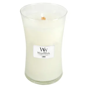 Vela perfumada WoodWick Linen com pavio de madeira 609,5 g
