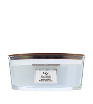 Vela perfumada WoodWick Magnolia Birch com pavio de madeira 453,6 g