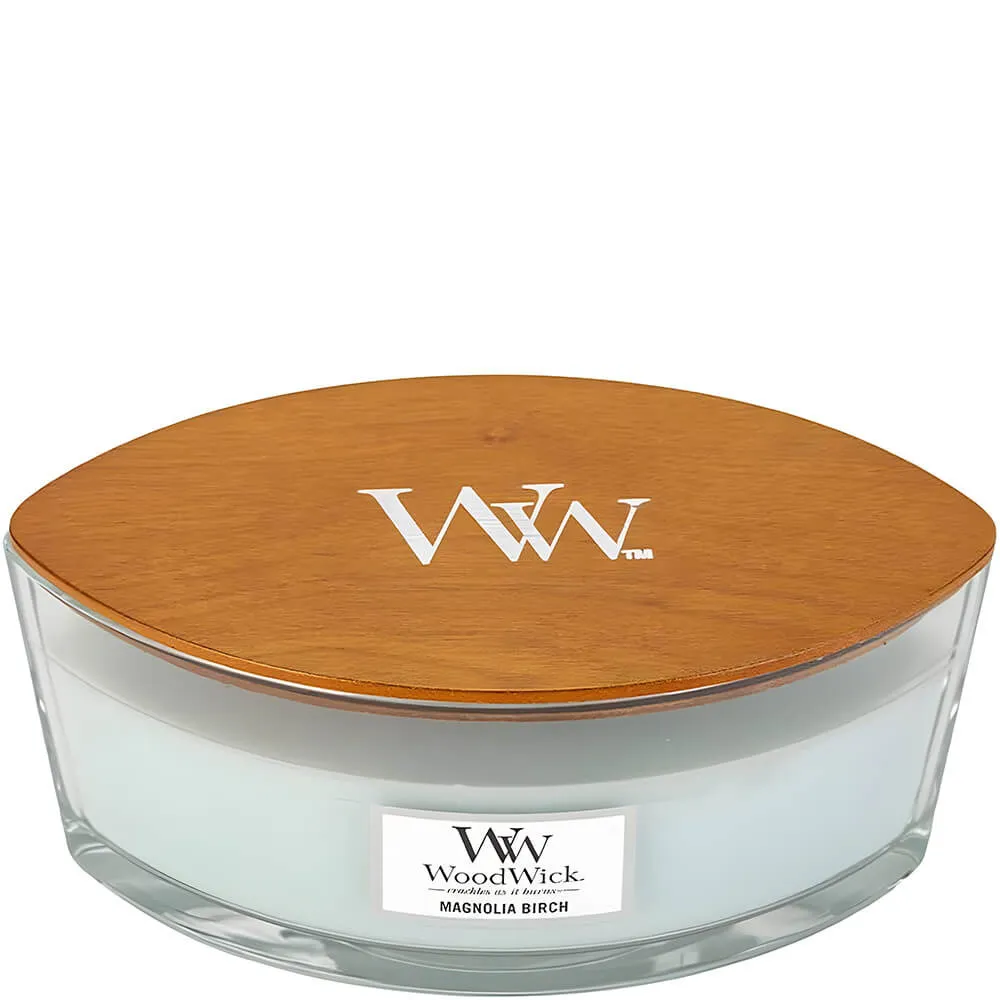 Vela perfumada WoodWick Magnolia Birch com pavio de madeira 453,6 g