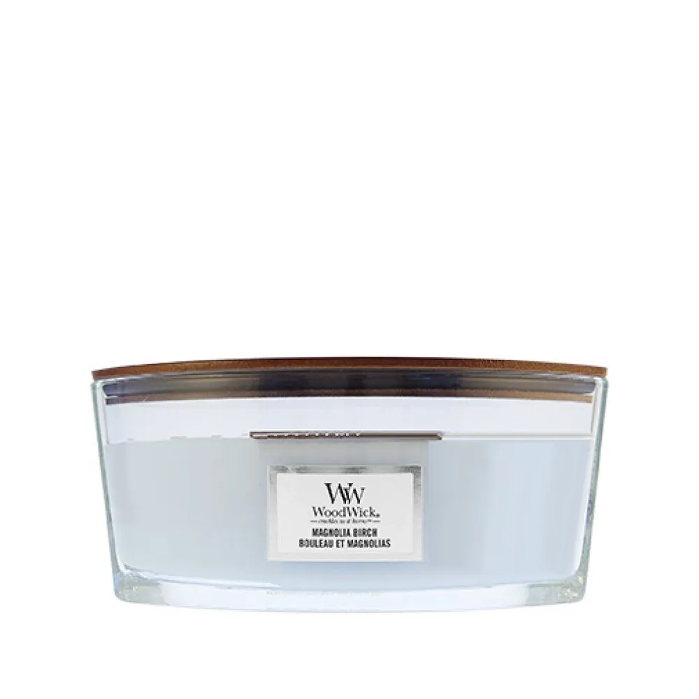Vela perfumada WoodWick Magnolia Birch com pavio de madeira 453,6 g